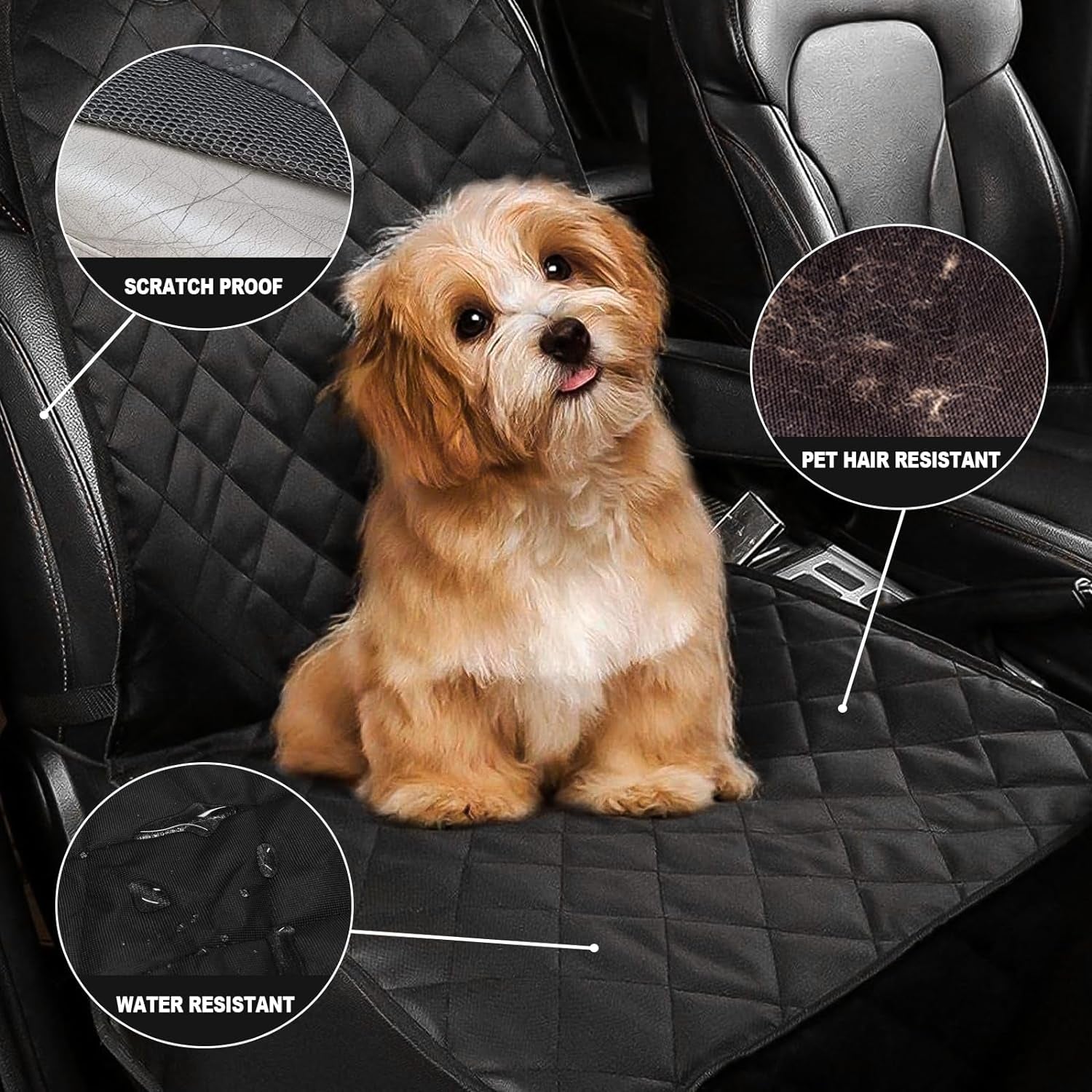 Premium Waterproof Dog Seat Cover for Cars, Trucks, and SUVs - Heavy-Duty 600D Fabric with Nonslip Backing and Side Flaps, Scratch-Resistant Design