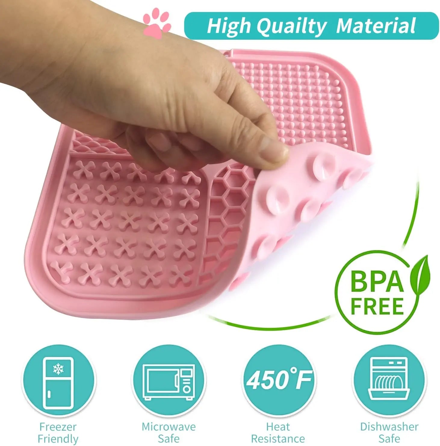 Dog Lick Mat with Suction Cups for Slow Feeding and Pet Anxiety Relief - Ideal for Food, Yogurt, and Peanut Butter Training