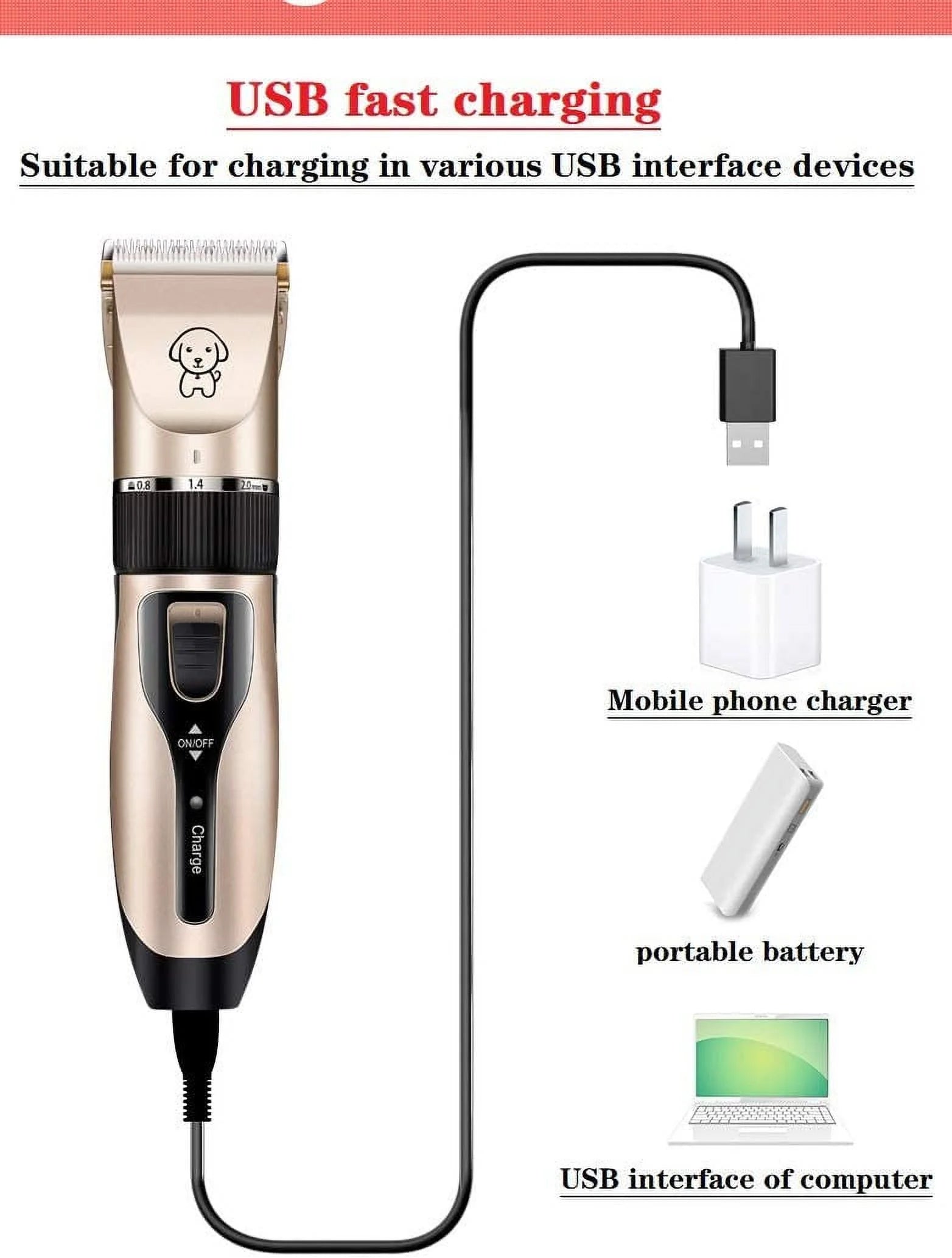 Rechargeable Cordless Pet Grooming Kit, Low Noise Dog Clippers with Scissor Comb, Electric Quiet Grooming Set for Dogs and Cats