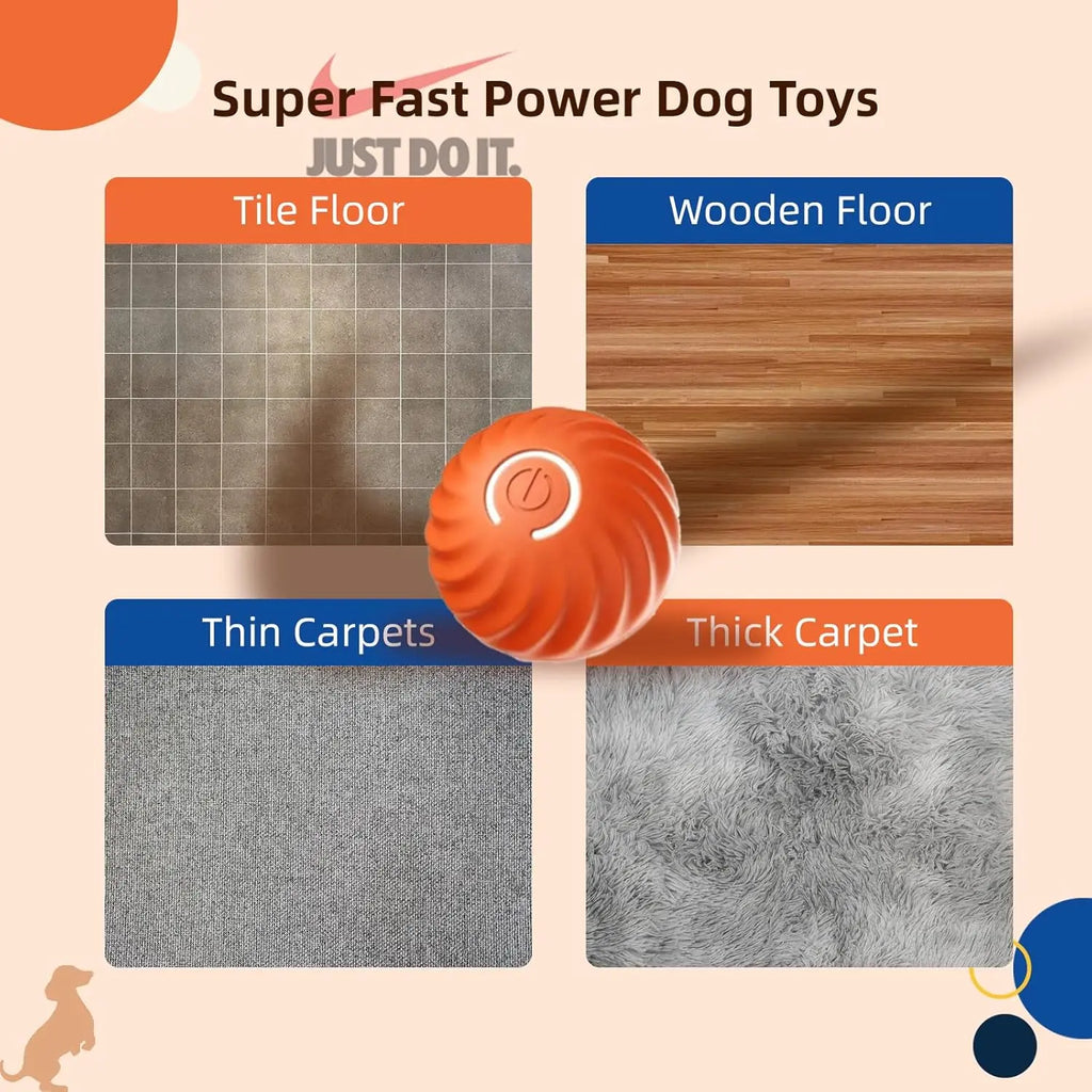 Interactive Motion-Activated Dog Balls, 2.7-Inch Durable Automatic Rolling Toy, USB Rechargeable Outdoor Pet Accessory - Gttq