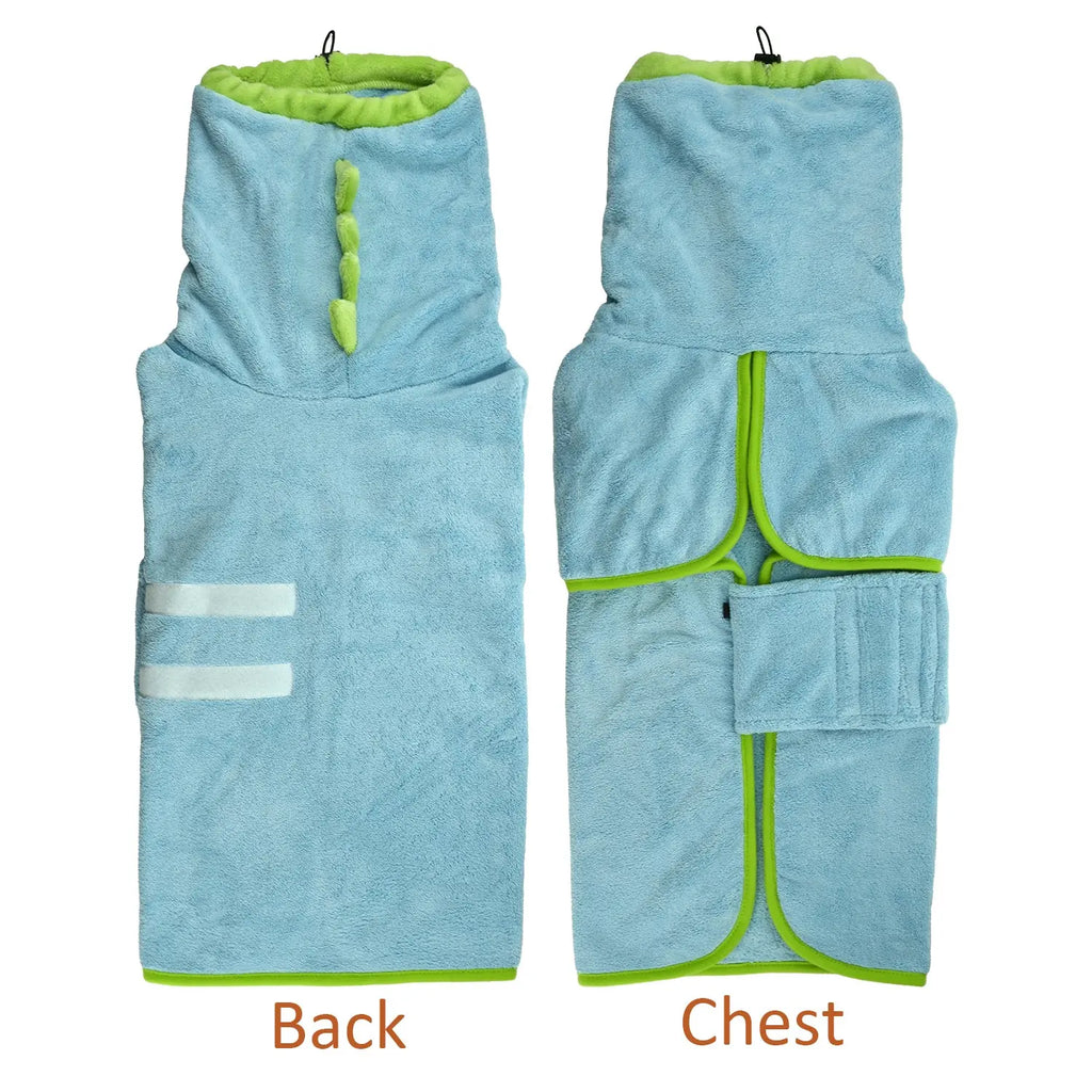Quick-Dry Dog Bathrobe and Towel Set with Adjustable Microfiber Robe and Drying Gloves, Perfect for Cold Weather and Beach Use
