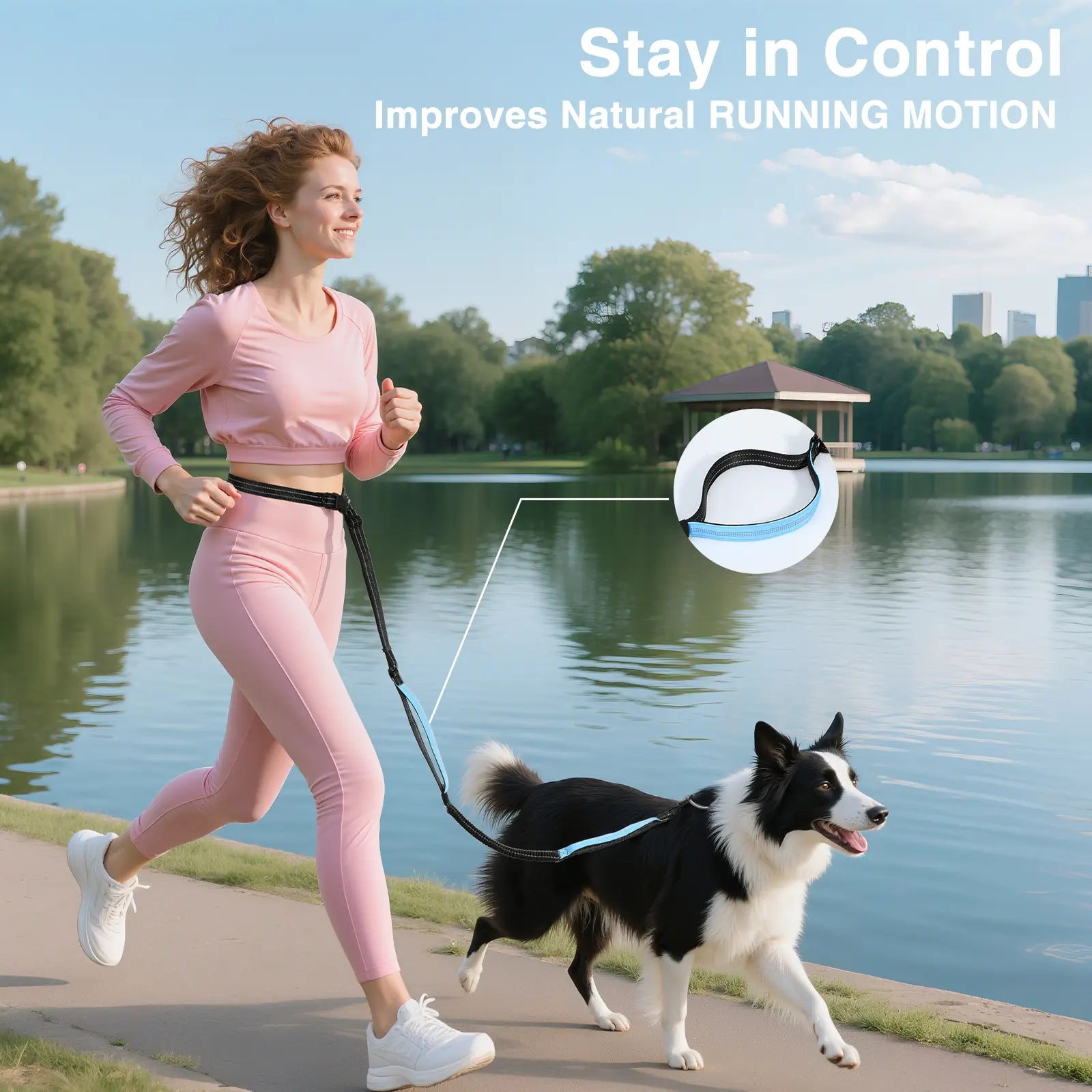 Pawaboo Hands-Free Dog Leash and Car Seatbelt - Shock-Absorbing Bungee Crossbody Design for Walking and Travel, Featuring Reflective Straps and 360° Lockable Safety Buckle