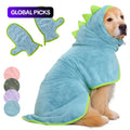 Quick-Dry Dog Bathrobe and Towel Set with Adjustable Microfiber Robe and Drying Gloves, Perfect for Cold Weather and Beach Use