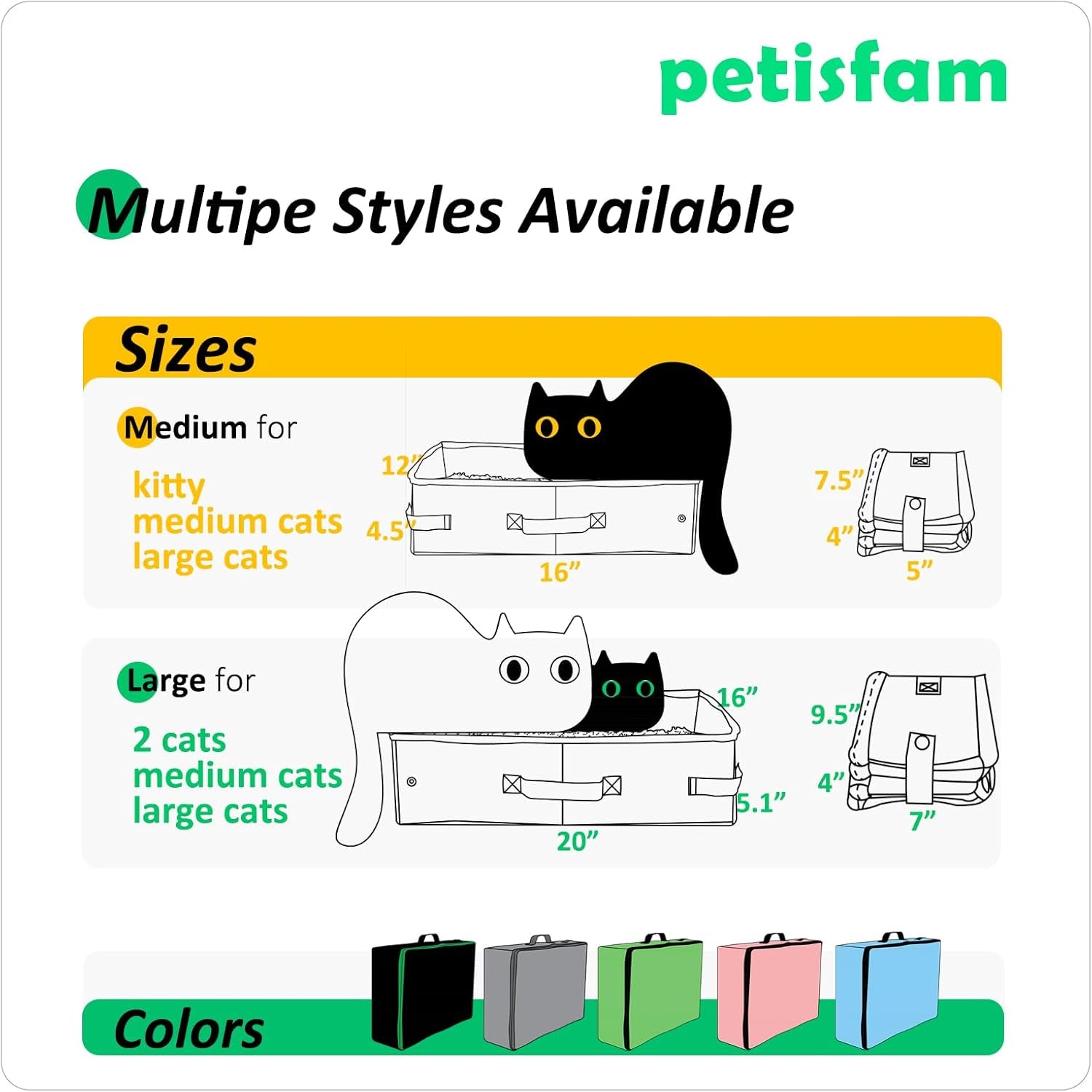 Portable Cat Travel Litter Box - Leak-Proof, Odor-Free, and Mess-Free Design for Convenient One-Handed Carrying During Road Trips, Hotel Stays, and Air Travel
