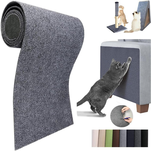 Cat Scratch Furniture Protector Mat - Self-Adhesive DIY Cat Scratch Pad for Cat Trees, Doors, and Couches (Dark Gray, 11.8 x 23 Inches)