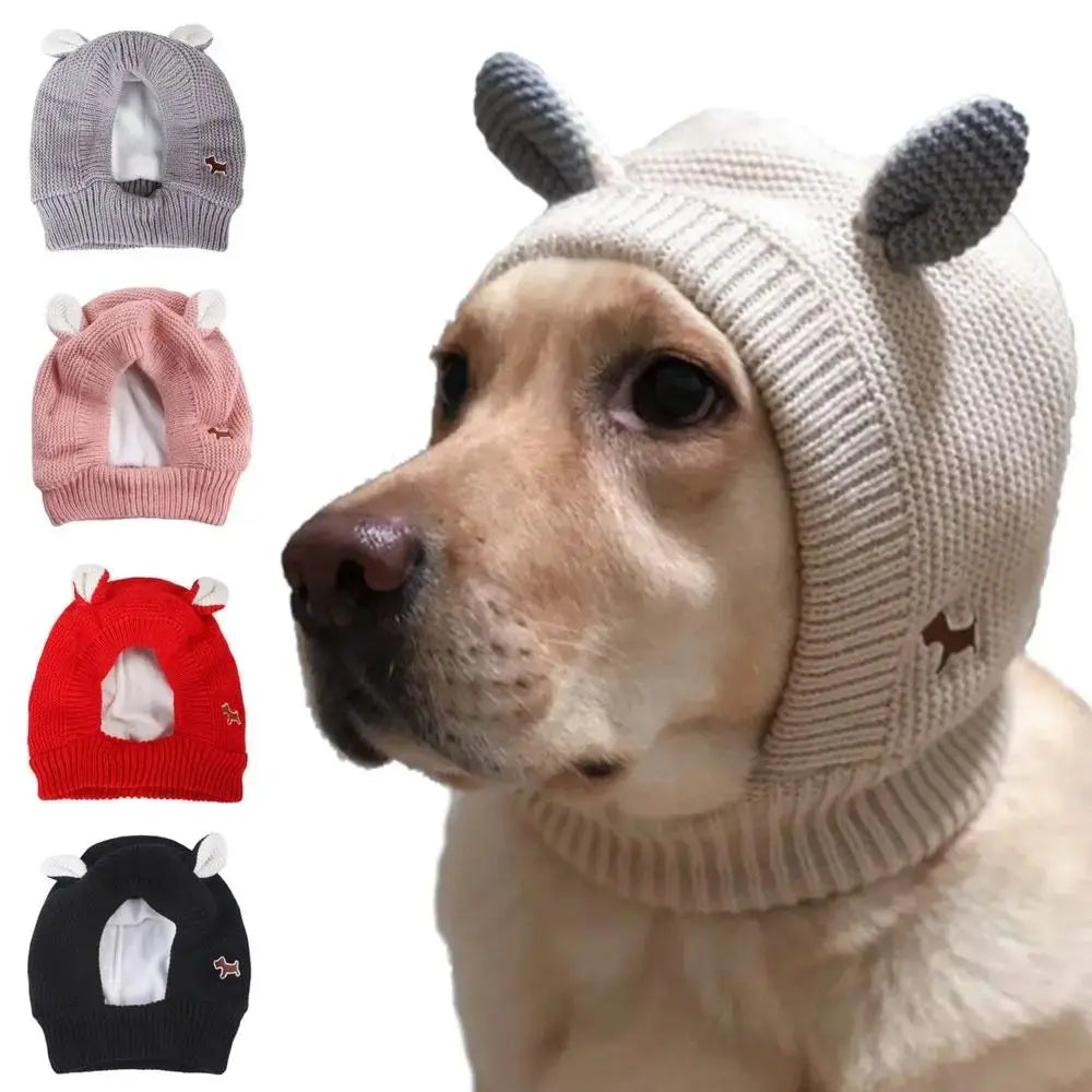 Dog Noise-Reducing Ear Muffs, Single Unit Protective Ear Covers for Large Dogs, Knitted Fabric Ear Hat, Pet Apparel Accessories