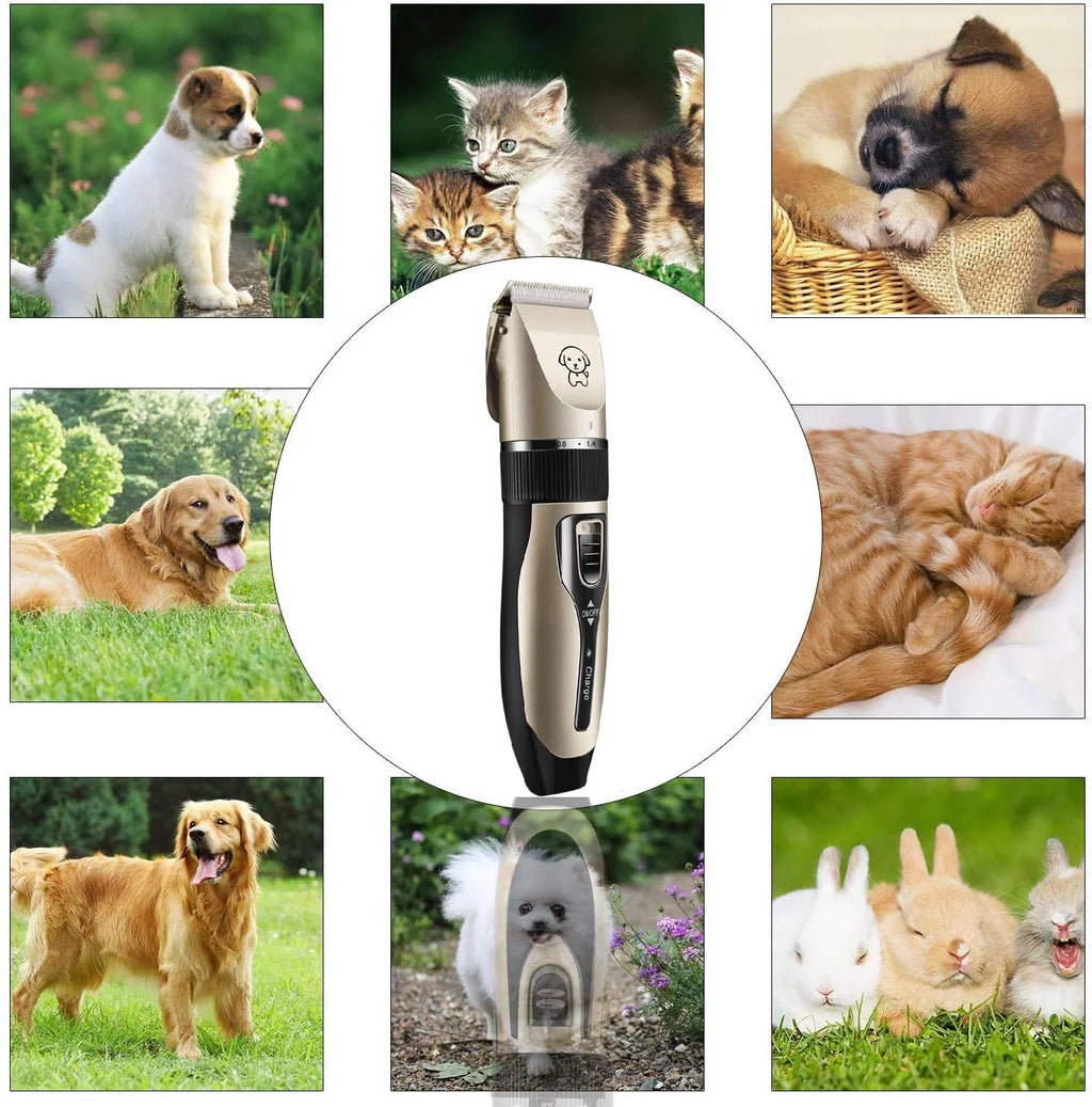 Rechargeable Cordless Pet Grooming Kit, Low Noise Dog Clippers with Scissor Comb, Electric Quiet Grooming Set for Dogs and Cats