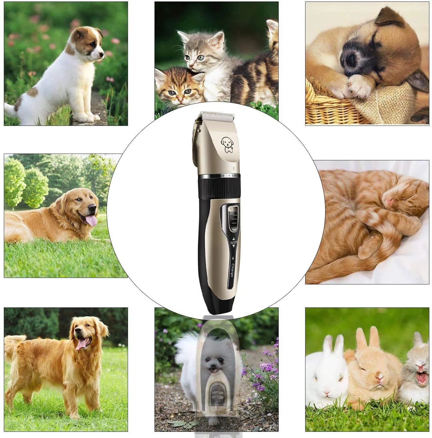 Rechargeable Cordless Pet Grooming Kit, Low Noise Dog Clippers with Scissor Comb, Electric Quiet Grooming Set for Dogs and Cats