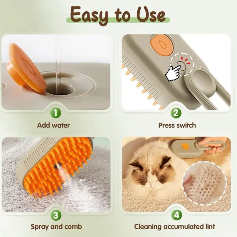 Furevercare Pet Steam Brush for Shedding - Anti-Static Technology & USB Rechargeable for Dogs, Cats, and Other Pets