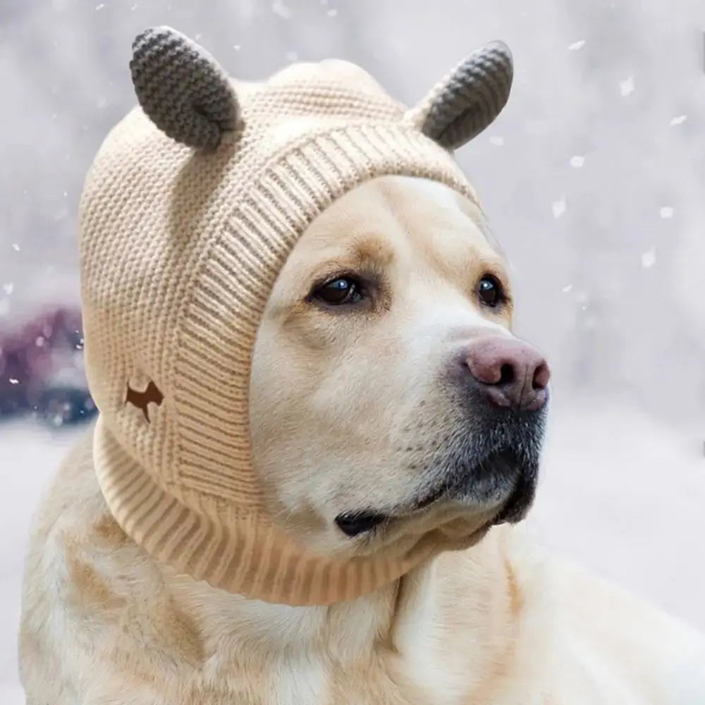 Dog Noise-Reducing Ear Muffs, Single Unit Protective Ear Covers for Large Dogs, Knitted Fabric Ear Hat, Pet Apparel Accessories