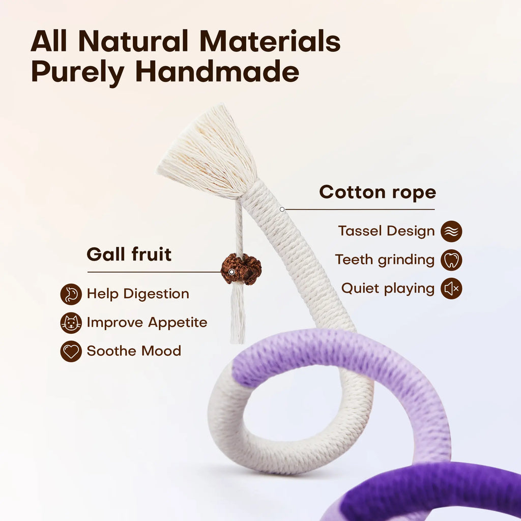 Potaroma 3-Piece Interactive Cat Chew Rope Toys for Safe Dental Care and Calming Play for Indoor Kittens