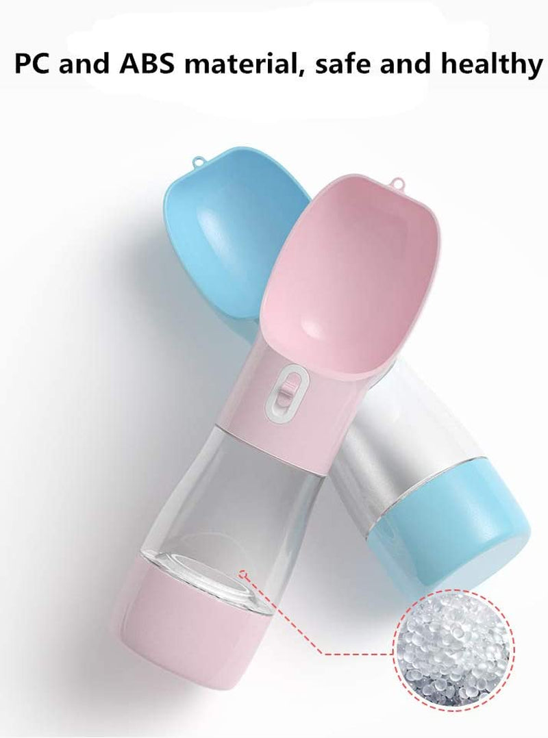 Portable Dog Water Bottle - Leak-Proof Dispenser with Bowl and Food Container, Dishwasher Safe, Food Grade Plastic for Outdoor Activities, Travel, and Hiking - Blue