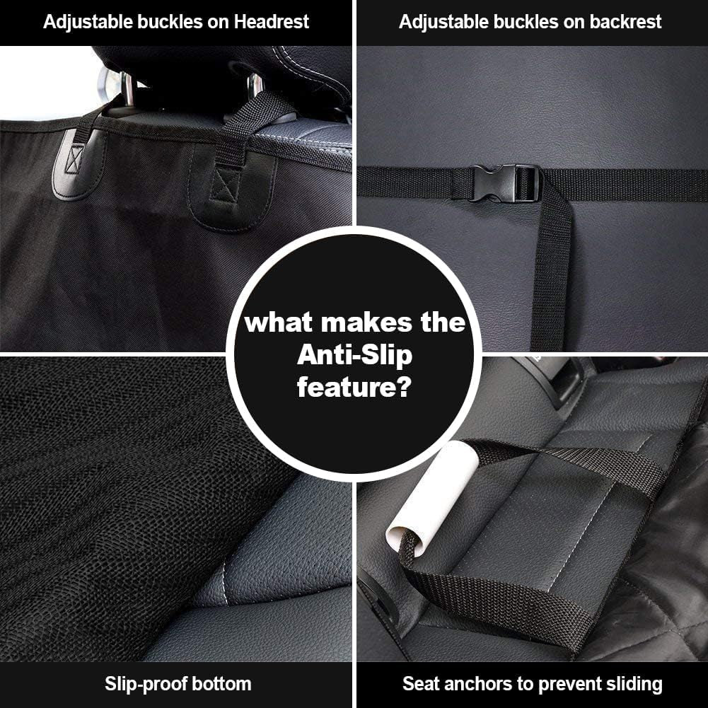 Premium Waterproof Dog Seat Cover for Cars, Trucks, and SUVs - Heavy-Duty 600D Fabric with Nonslip Backing and Side Flaps, Scratch-Resistant Design