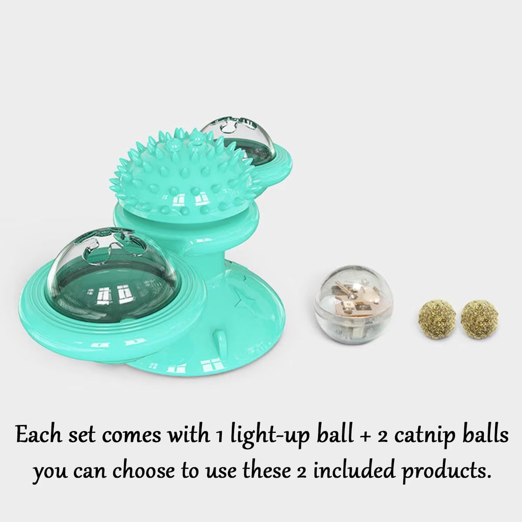 Multifunctional Interactive Cat Toy with Glowing Ball, Catnip, and Suction Cup Design for Play and Dental Care