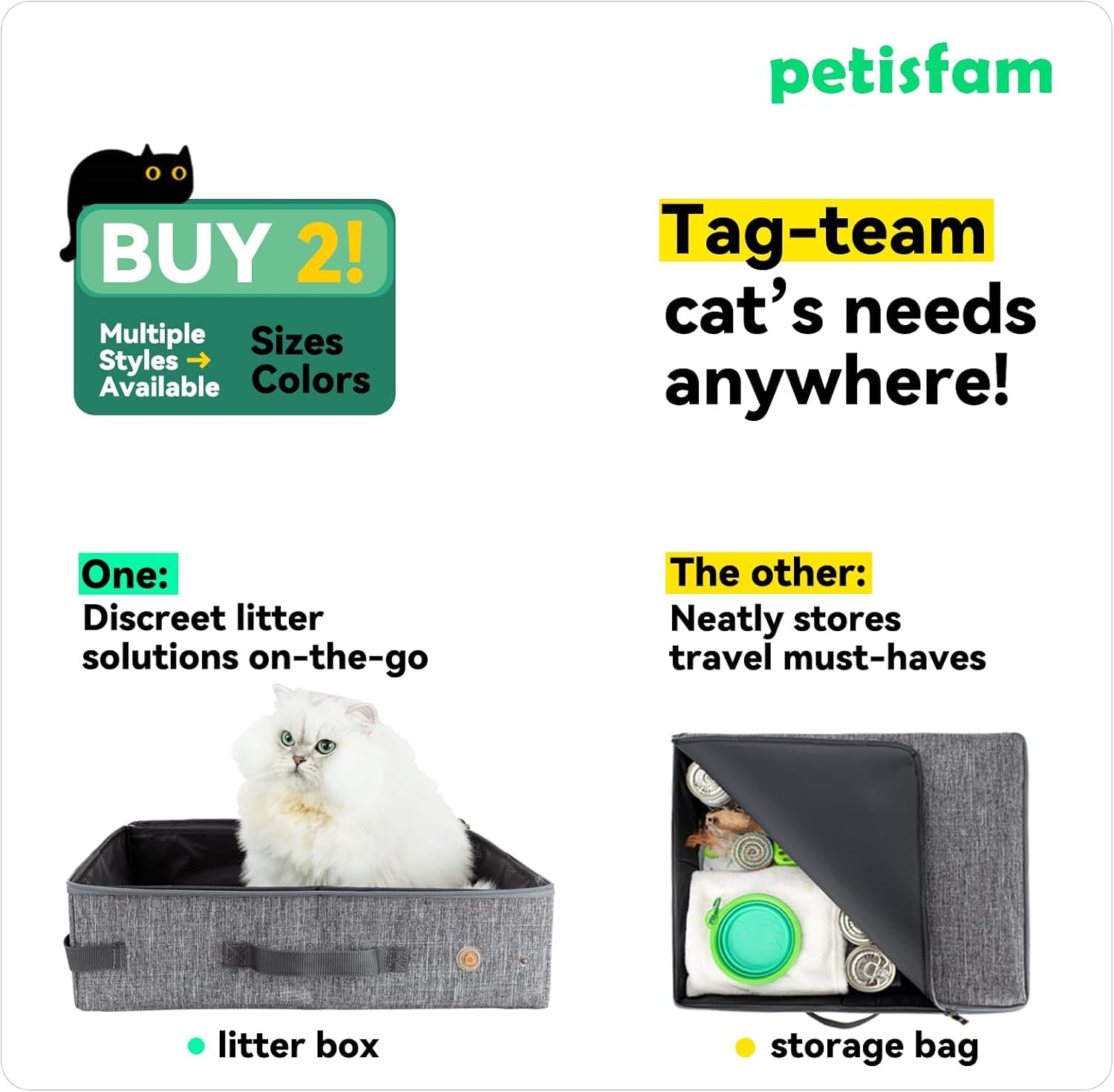 Portable Cat Travel Litter Box - Leak-Proof, Odor-Free, and Mess-Free Design for Convenient One-Handed Carrying During Road Trips, Hotel Stays, and Air Travel