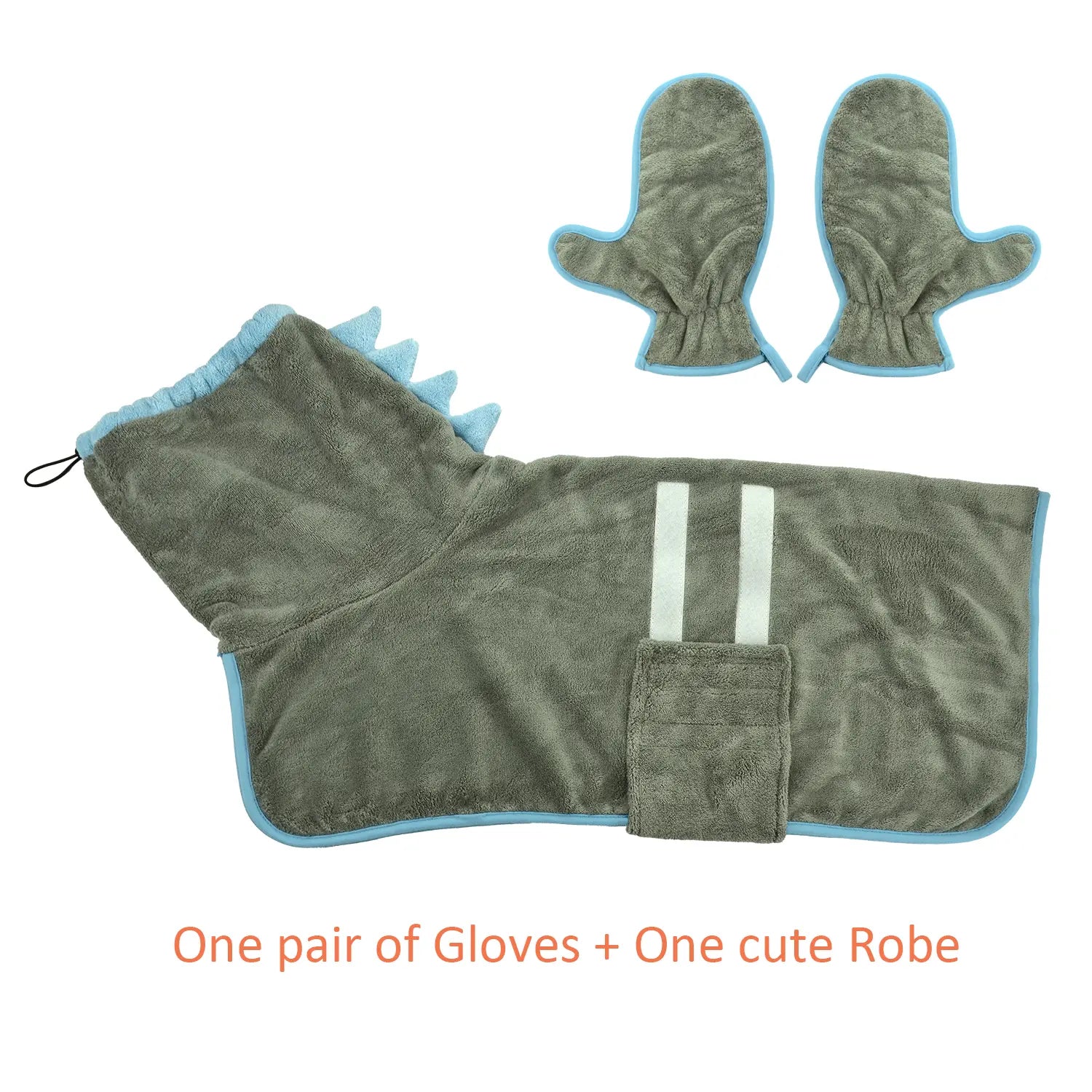 Quick-Dry Dog Bathrobe and Towel Set with Adjustable Microfiber Robe and Drying Gloves, Perfect for Cold Weather and Beach Use