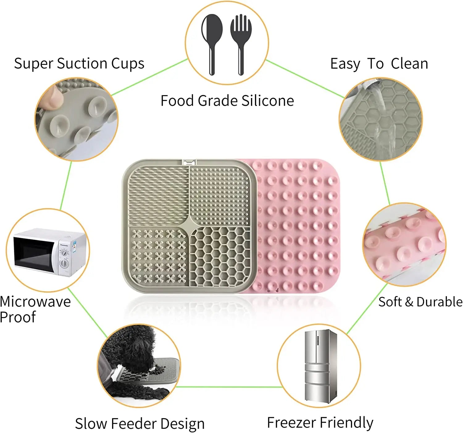 Dog Lick Mat with Suction Cups for Slow Feeding and Pet Anxiety Relief - Ideal for Food, Yogurt, and Peanut Butter Training