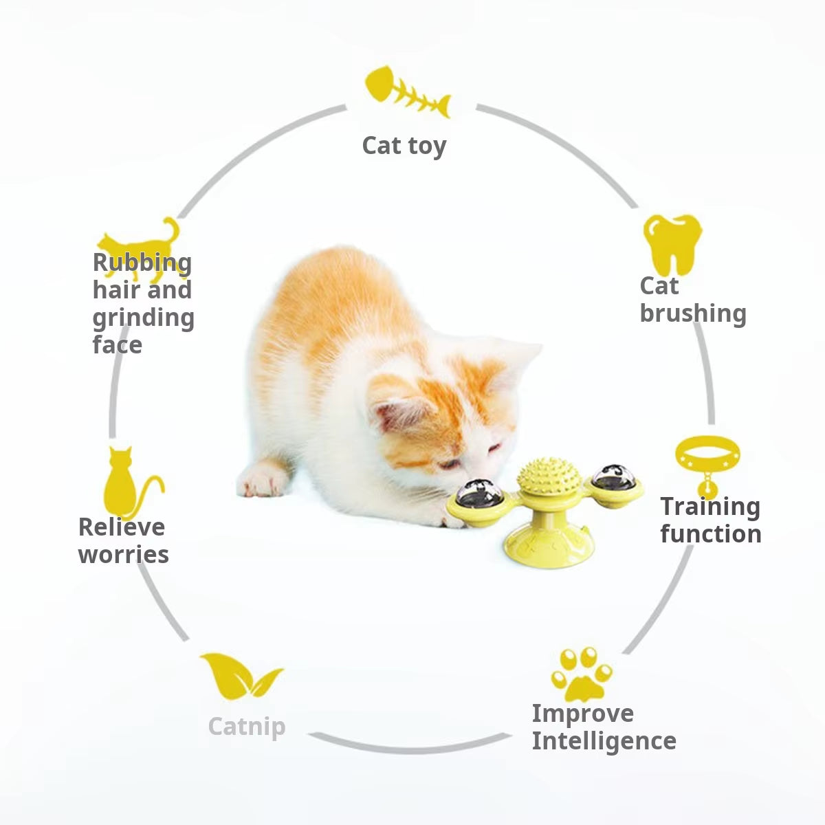 Multifunctional Interactive Cat Toy with Glowing Ball, Catnip, and Suction Cup Design for Play and Dental Care