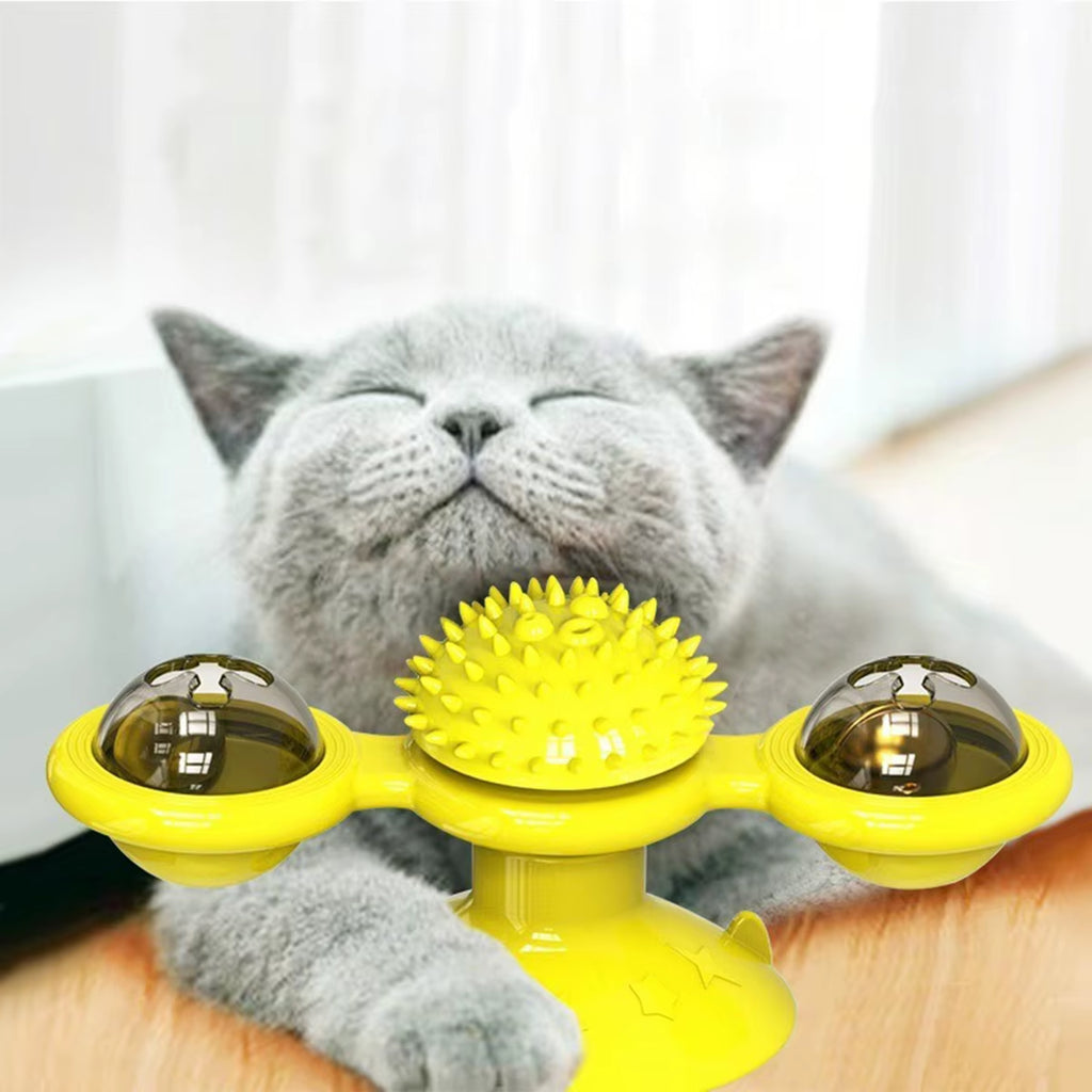Multifunctional Interactive Cat Toy with Glowing Ball, Catnip, and Suction Cup Design for Play and Dental Care