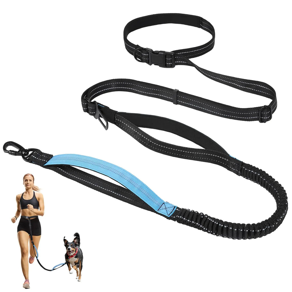 Pawaboo Hands-Free Dog Leash and Car Seatbelt - Shock-Absorbing Bungee Crossbody Design for Walking and Travel, Featuring Reflective Straps and 360° Lockable Safety Buckle