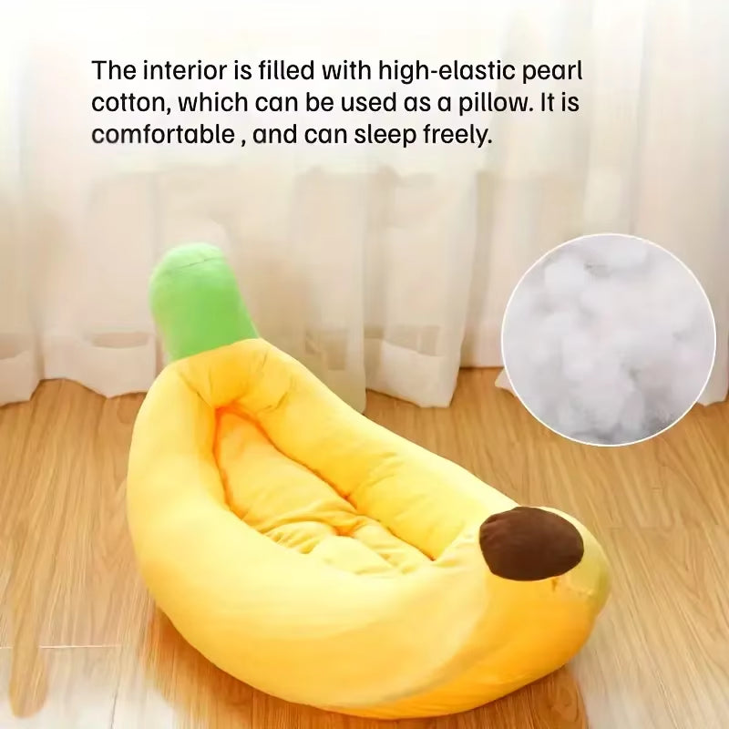 Cozy Banana-Shaped Nest Bed for Dogs and Cats - Durable, Detachable, and Washable Plush Sanctuary for Small, Medium, and Large Pets