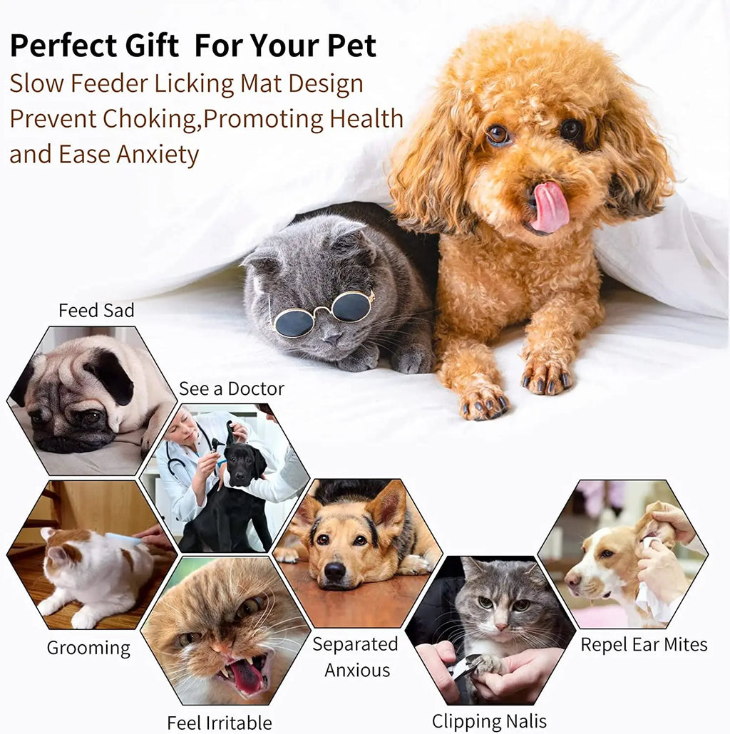 Dog Lick Mat with Suction Cups for Slow Feeding and Pet Anxiety Relief - Ideal for Food, Yogurt, and Peanut Butter Training