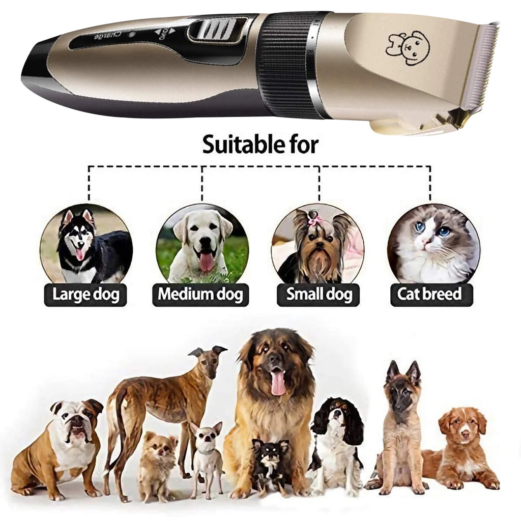 Rechargeable Cordless Pet Grooming Kit, Low Noise Dog Clippers with Scissor Comb, Electric Quiet Grooming Set for Dogs and Cats