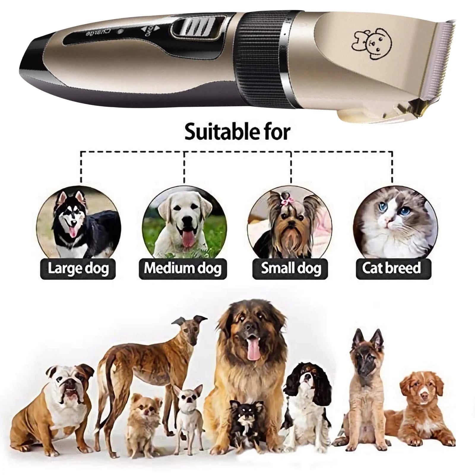 Rechargeable Cordless Pet Grooming Kit, Low Noise Dog Clippers with Scissor Comb, Electric Quiet Grooming Set for Dogs and Cats