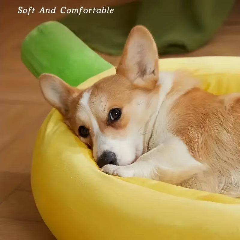Cozy Banana-Shaped Nest Bed for Dogs and Cats - Durable, Detachable, and Washable Plush Sanctuary for Small, Medium, and Large Pets