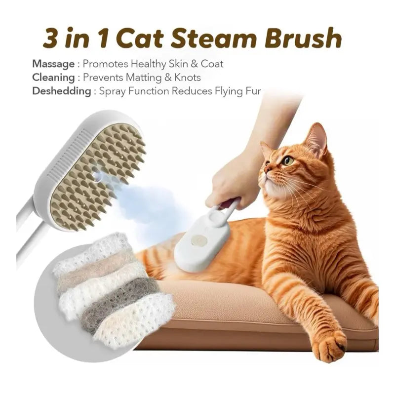 Furevercare Pet Steam Brush for Shedding - Anti-Static Technology & USB Rechargeable for Dogs, Cats, and Other Pets