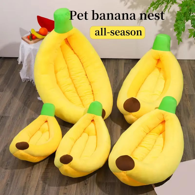 Cozy Banana-Shaped Nest Bed for Dogs and Cats - Durable, Detachable, and Washable Plush Sanctuary for Small, Medium, and Large Pets